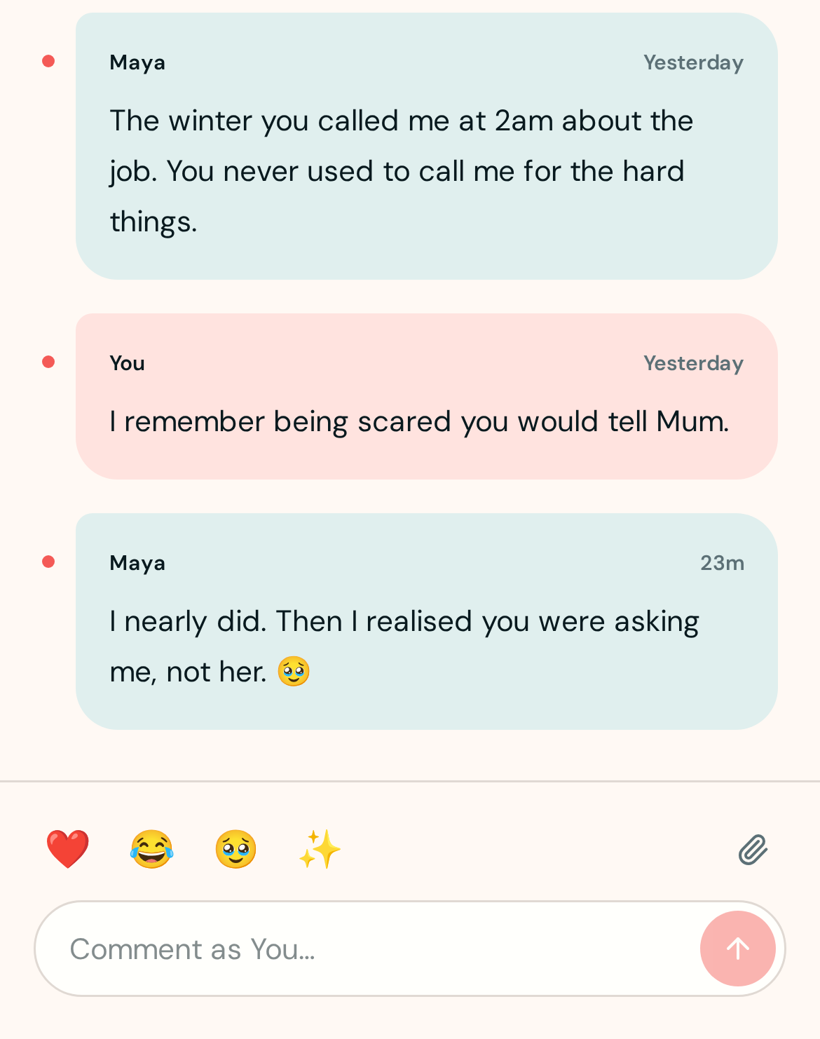 A private thread of questions and answers