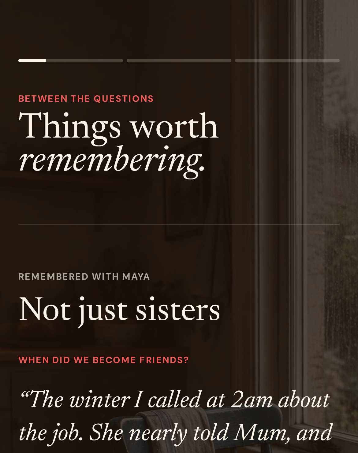 A memory story created from real conversations
